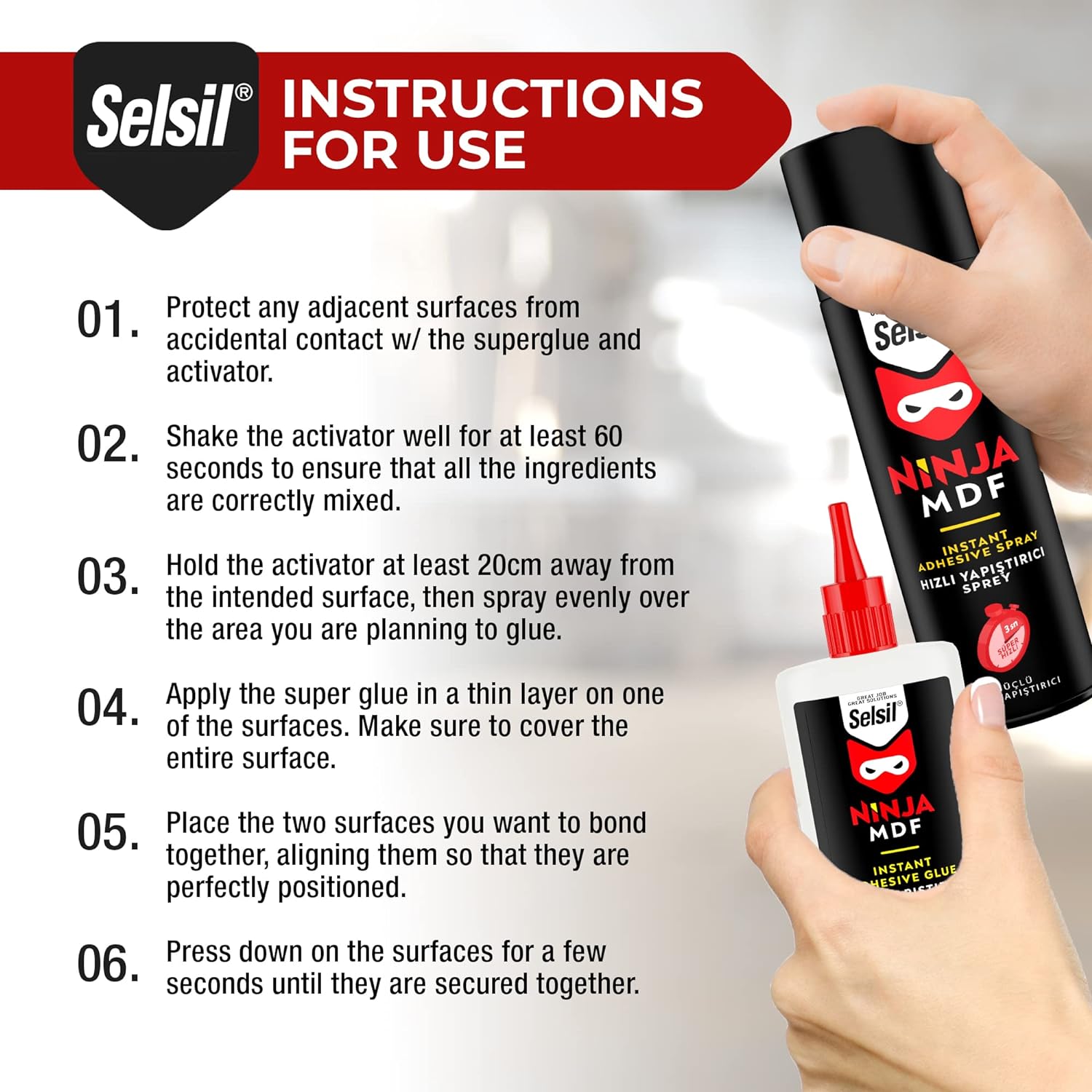 Selsil Instant Spray + AdhesiveSuper Glue